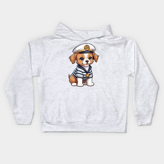 Cute Sailor Puppy Kids Hoodie by Leon Star Shop